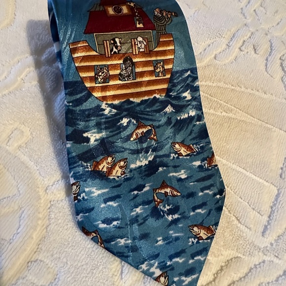 Mens Blue and Brown Nautical Tie‎ - Picture 7 of 7